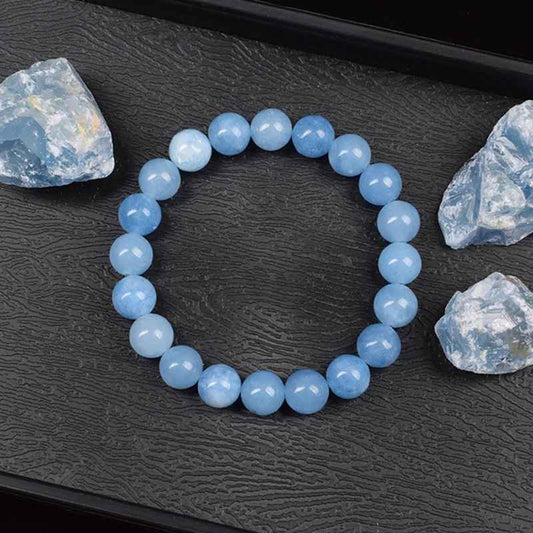 Madeline - Armband met Natuurlijke Aquamarijnkwarts-Kralen